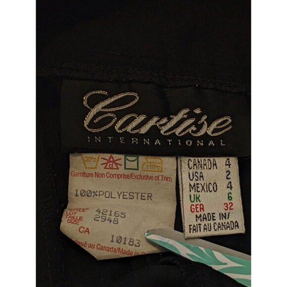 Vintage Cartise Womens Split Front Leg Flare Pants US 2 Black Y2K Side Zip - Picture 4 of 4